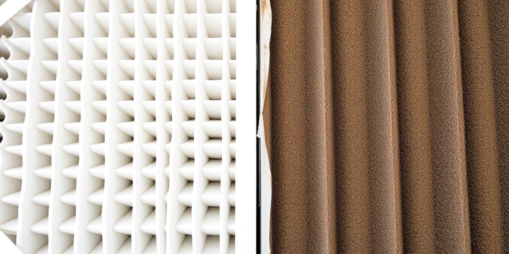 Comparison of clean and dirty HVAC filters.