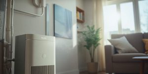 Air purifier connected to home HVAC unit.
