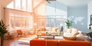 Home interior with separate temperature zones.