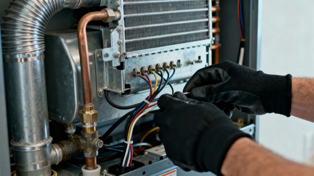 HVAC system winterization maintenance in progress.