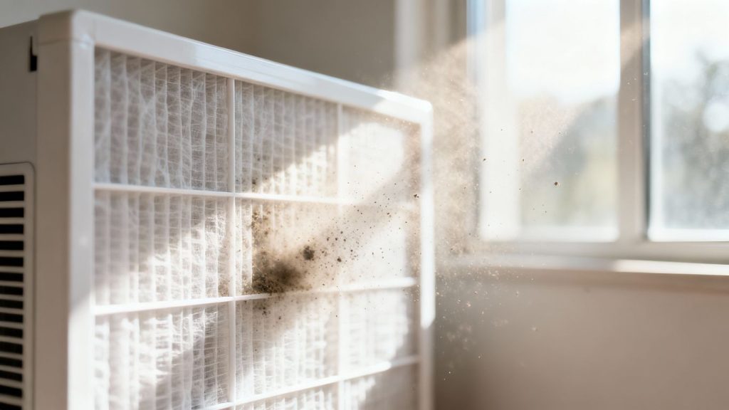 Clean furnace filter with sunlight