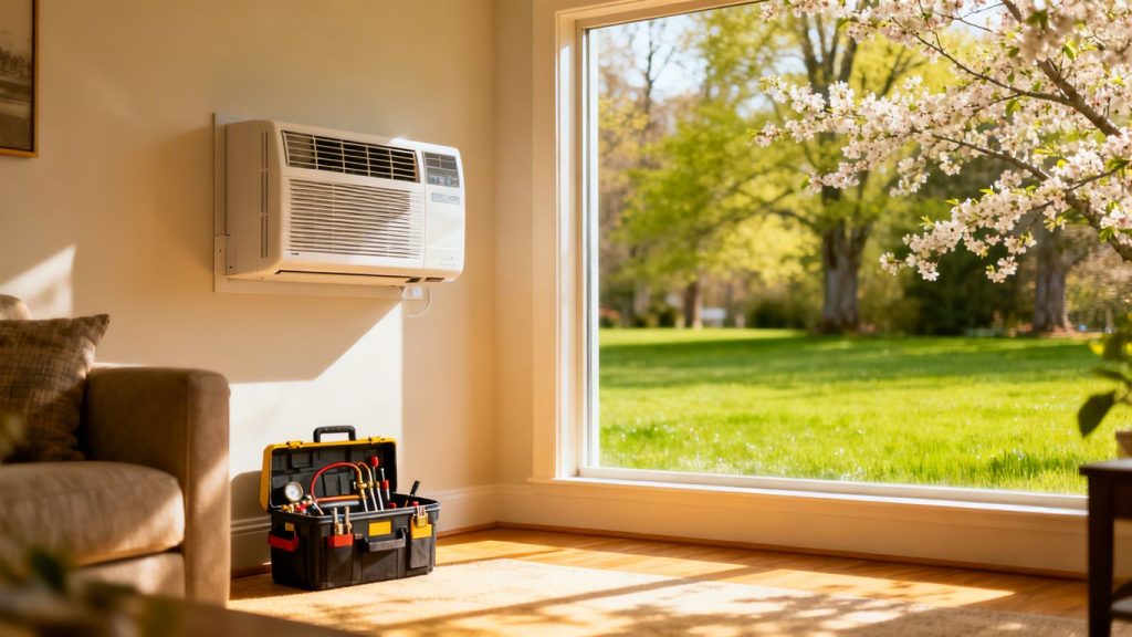 AC unit in a sunny North Georgia home in spring.