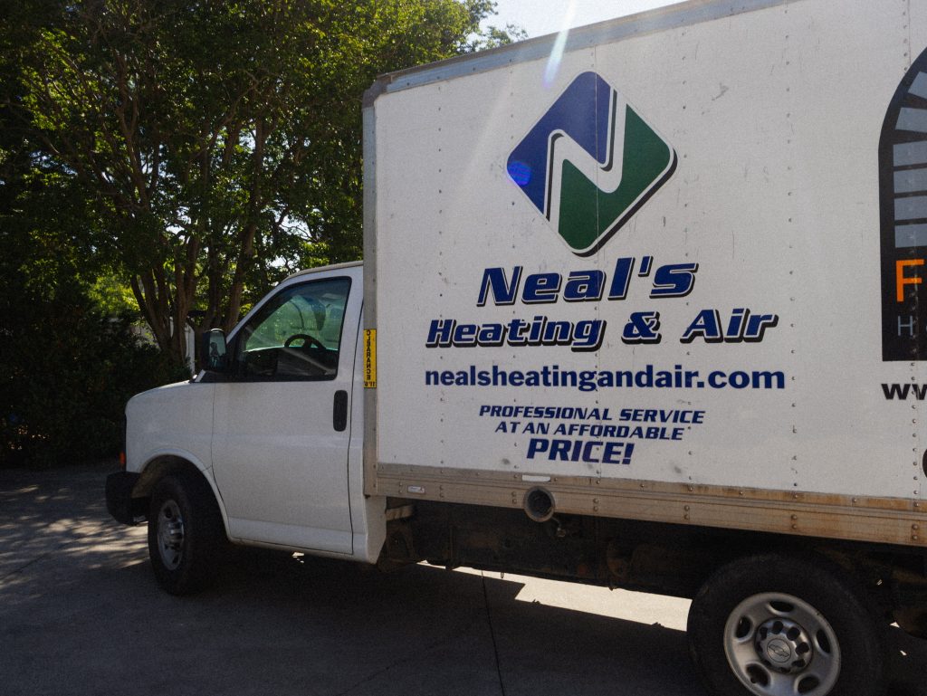Neal's Heating & Air service truck at a Rock Spring, GA home